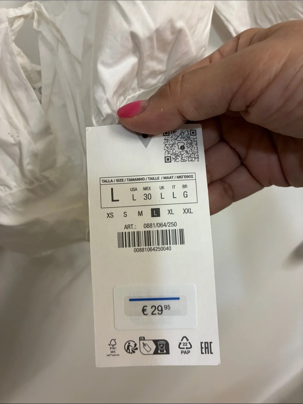 NWT-Zara White Puff Sleeve Tie-Front Crop Top-Sz L